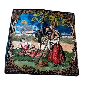 Tapestry Pillow Cover Italian Pastoral Scene Estate Made in Italy 18" Square